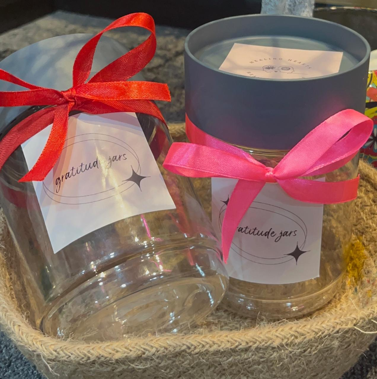 Decorated Gratitude Jars made by ABWA students